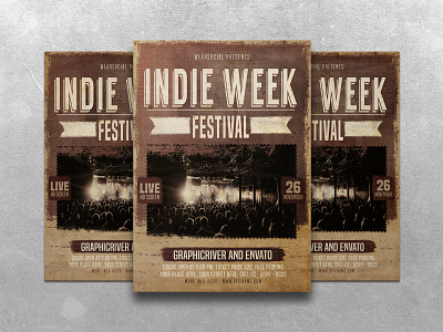 Indie Week Festival Poster concert design flyer indie music poster template tour