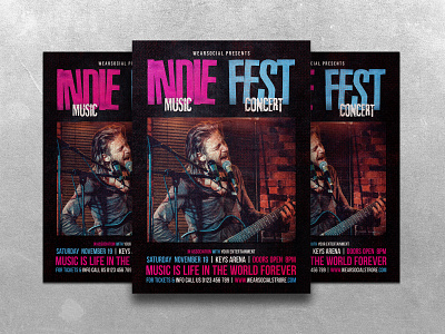 Indie Fest Music Concert concert design festival flyer indie music poster template tour