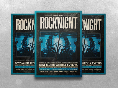 Rock Night Flyer concert design flyer indie music night poster rock template