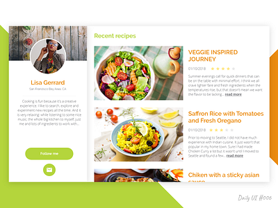 Profile page cooking food food and drink profile page profile page design recipes