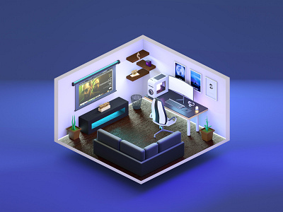 work room 3d 3d art 3d design cinema 4d graphic design isometric octan render room ui