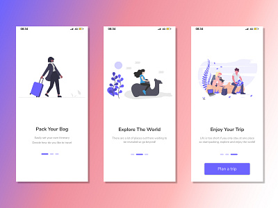 Travel App On Boarding Page app design flat minimal ui ux