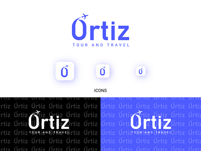 Ortiz Travel blue branding design lettermark logo travel travel agency travel app travel logo travelling vector