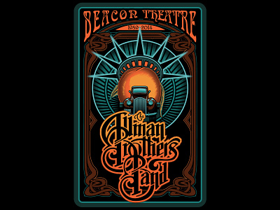 The Allman Brothers Band T-shirt design art nouveau band gig poster illustration illustrations logo logo design poster poster design psychedelic rock and roll vector