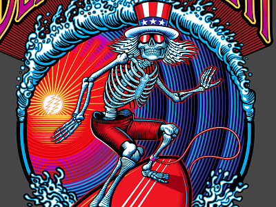 Dead & Company Surfing Skeleton Illustration