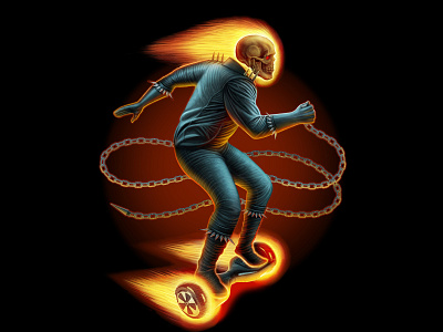 Ghost Rider on a Hoverboard apparel comic book comic book art ghost rider hoverboard illustration skeleton skull