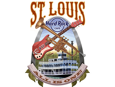 Hard Rock Cafe "St. Louis" T-shirt apparel guitar hard rock illustration illustrations rock n roll st. louis vector vector art