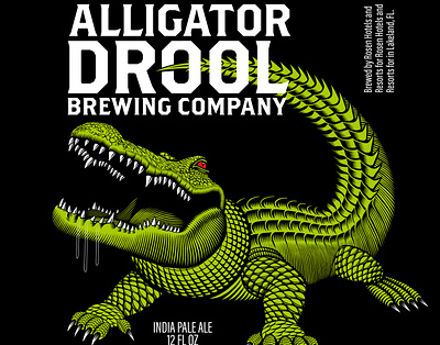 Alligator Drool Brewing Company label alligator beer beer branding beer label beer label design beverage branding gator illustration illustrations logo logo design package design vector vector art