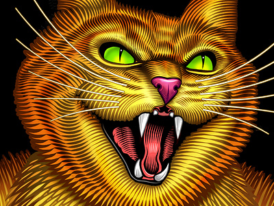 Mat Beast "Killer Cat" rash guard illustration