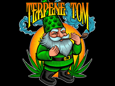 Terpene Tom T-shirt illustration apparel branding cannabis character garden gnome gnome illustration logo logo design marijuana t shirt vector vector art