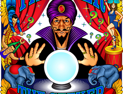 "The Seer and The Seeker" poster illustration advertising ar augmented reality branding circus crystal ball curtis illustration design fortune teller illustration illustrations logo design poster poster art screenprinting sideshow silk screen ui vector vector art