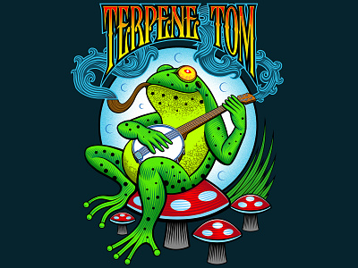 Frog illustration for Terpene Tom clothing company