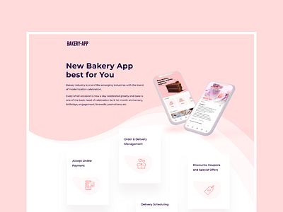 Landing page of bakery App.