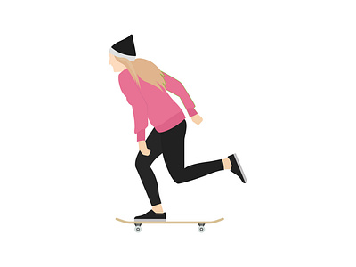 Skateboarding 1 cartoon flat flatdesign skateboard women