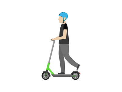 Scooter flat design cartoon flat design male scooter young