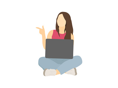 Women sitting flat character flatdesign girl laptop women work young