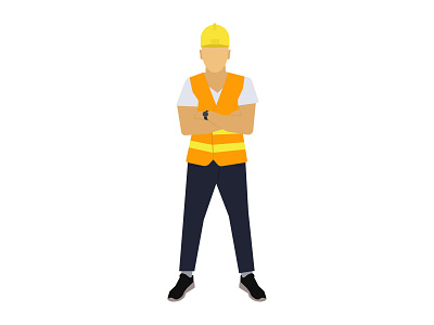 Worker architechture construction engineering flat character flatdesign full body male worker