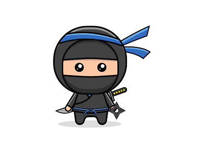 Ninja cartoon flat flatdesign full body illustration kawaii illustration mascot ninja