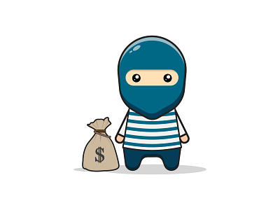 Robber cartoon crime criminal flat flatdesign full body illustration kawaii illustration mascot robber robbery
