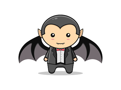 Vampire cartoon cute flat character full body horror illustration kawaii illustration mascot mistyc spooky vampire