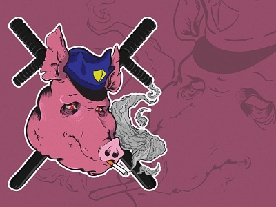 Ham Squad - Police characterdesign illustration illustrator satirical vector vector illustration vectorart