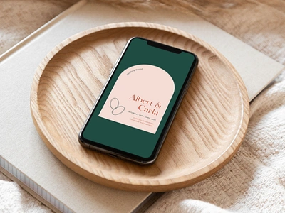 Modern Minimalist Dark Green Wedding Invitation Mobile beauty blush bride celebration celebrations couple dark elegant engagement feminine green love minimal mobile mockup modern pink simple wedding wedding invitation