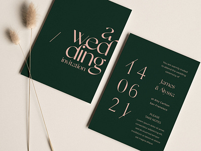 Dark Green Modern Typography Wedding Invitation Flyer