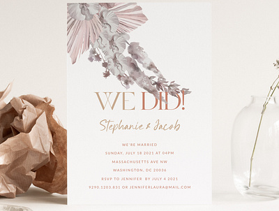 Lovely Clean White Wedding Invitation Flyer beauty bride celebration clean couple design elegant feminine flower flyer invitation lily love minimal mockup modern print purple typography wedding