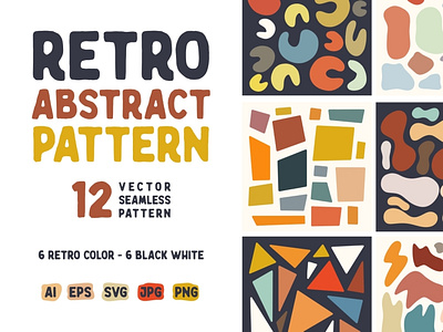 12 Retro Abstract Pattern - Seamless Pattern Design abstract abstractshapes design organic pattern art patterns retro retro design seamless pattern seamlesspattern vector