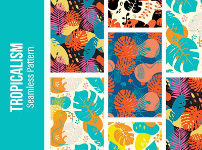 Tropicalism - 5 Seamless Pattern abstract beach colorful design flower holiday illustration nature patterns seamless pattern summer tropical vector