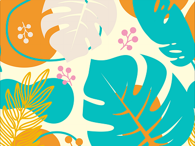 Cream Tropicalism - Seamless Pattern