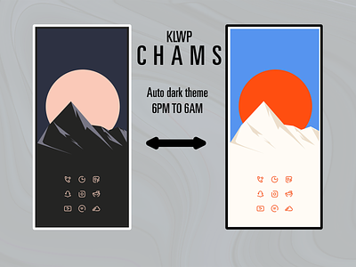 [THEME] KLWP CHAMS - Auto dark theme from 6Pm - 6Am android design flat graphic design illustration klwp logo minimal theme ui