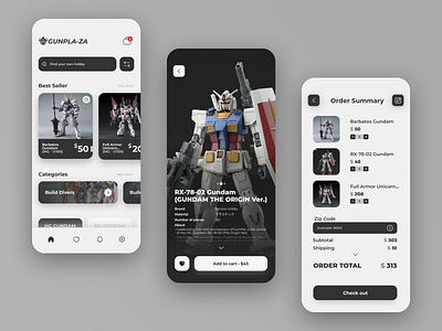 Gundam Online Shop app design gundam mobile mobile app mobile app design mobile design mobile ui online shop online shopping online store ui