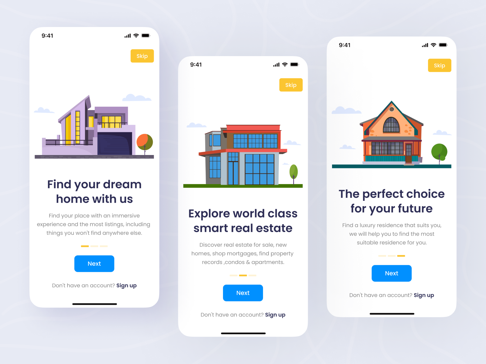 Real Estate Mobile App Onboarding Screens by Syed Iftaker Ahmed on Dribbble