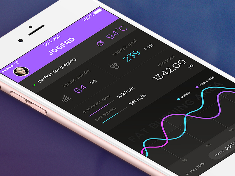 Jogging APP for practice by Sharon.Z on Dribbble