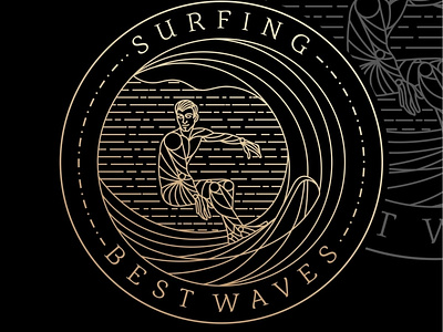 SURFING BEST WAVES LINE ART LOGO