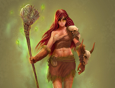 Red Shaman 2d art artist commission open digital painting illustration looking for work magic photoshop shaman