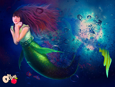 Ollyne Apple Mermaid 2d art artist commission open design digital painting illustration looking for work photomanipulation photoshop