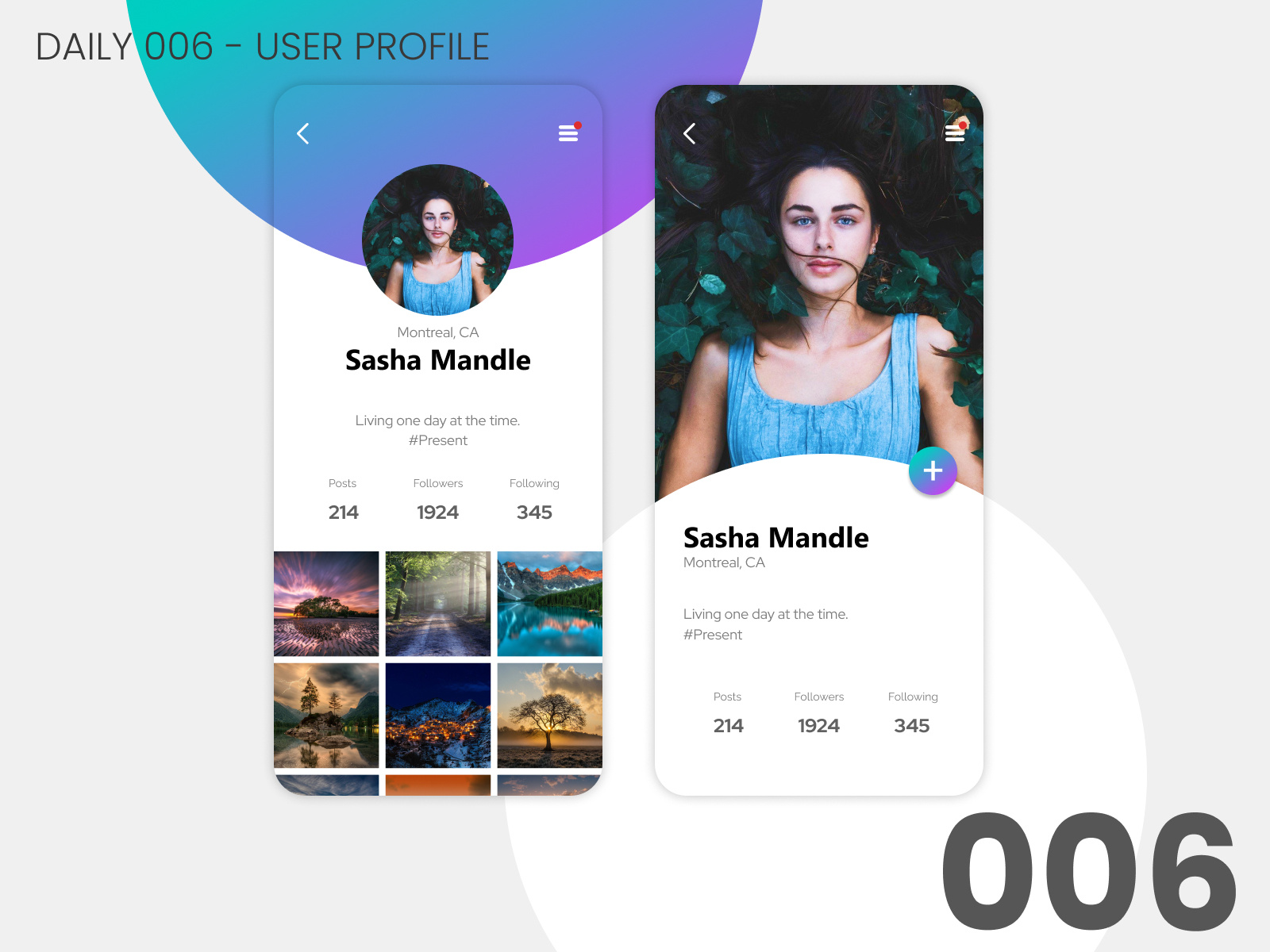 Daily UI #006 - User profile by William Beaudoin on Dribbble
