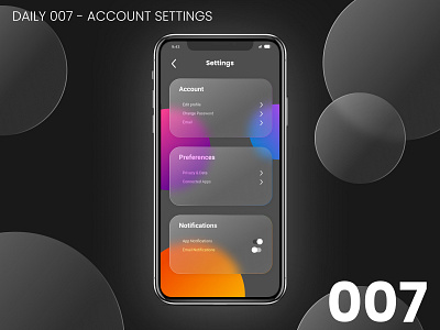 Daily UI #007 - Account settings 007 100daychallenge daily ui dailyui design glassmorphism ui