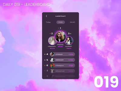 Daily UI #019 - Leaderboard 019 100daychallenge app daily ui dailyui design leaderboard score ui