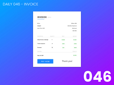 Daily UI #046 - Invoice 100daychallenge daily ui dailyui invoice ui