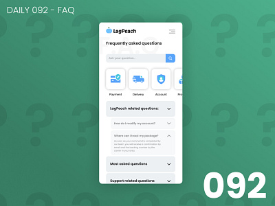 Daily 092 - FAQ 100daychallenge app branding daily ui dailyui design logo ui