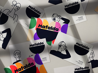 Mafalda cards brand branding card color design female geometry girls identity identity design logo radio voices