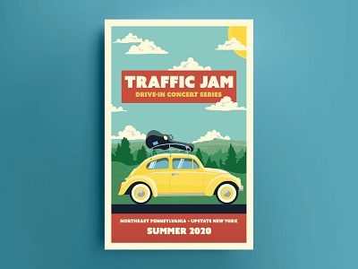 Traffic Jam Summer Poster artwork branding car concert poster flyer guitar illustration illustrator minimal music music poster outdoors poster print print design vw
