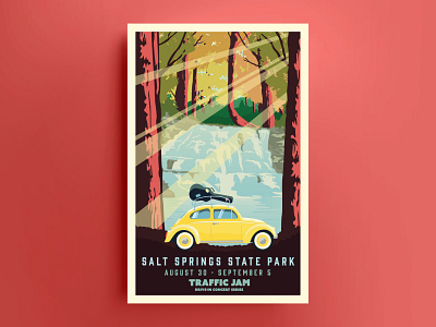 Traffic Jam at Salt Springs artwork branding car concert poster flyer guitar illustration illustrator minimal music music poster outdoors poster print vw