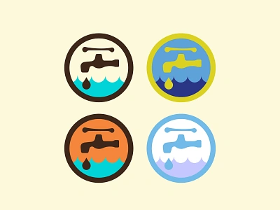 Leaky Faucet badge badges brand design branding color color palette faucet icon identity design illustration illustrator industrial logo minimal outdoors water