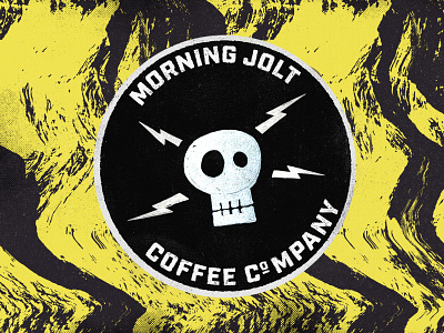Morning Jolt badge badge logo branding circle logo coffee coffee shop coffee sticker grunge handdrawn illustration lightning lightning bolt logo morning jolt photoshop skull skull logo sticker