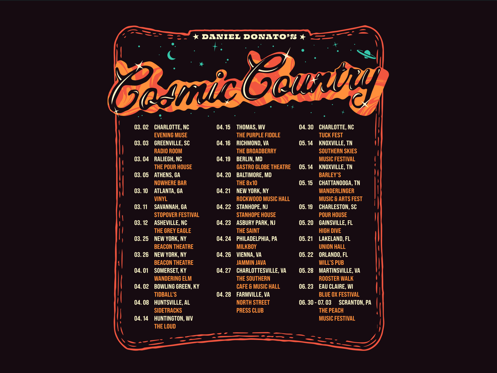 cosmic country tour dates