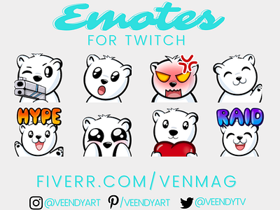 Emotes For Twitch - Polar Bear Edition badge logo badges emote emoteart emotes emotes for twitch emotestwitch twitch twitch art twitch emotes twitchemote twitchemotes